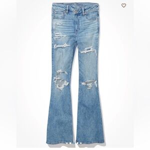 NWT AE Ne(x)t Level Ripped Super High-Waisted Flare Jean 14